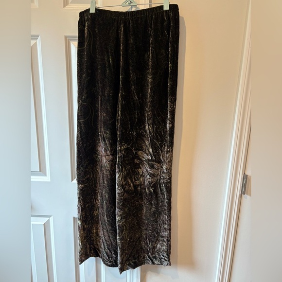 Kate Hill Silk Blend Velvet Paisley Palazzo Pants - Picture 4 of 12